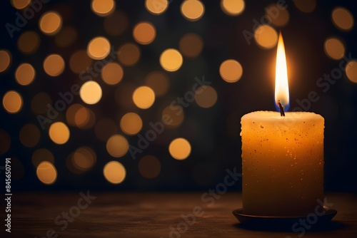 A classic painting of a bokeh background with candlelight. The background should be dark and moody, with the candlelight creating a warm, inviting glow.