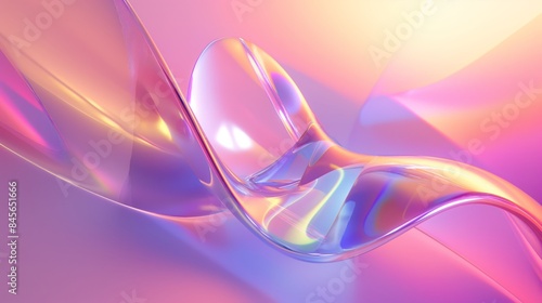 An abstract digital illustration of colorful fluid waves in shades of pink, purple, and gold with a gradient background