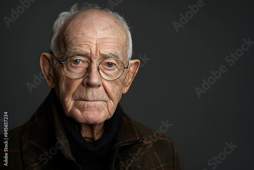 retrato de hombre mayor con fondo oscuro de estudio de fotografia