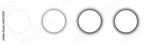 Set of stippling round frames. Vector dotted circles