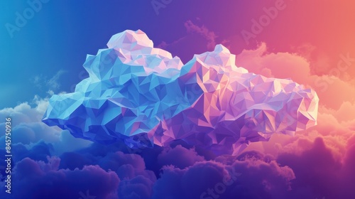 A low poly vector background featuring a storm cloud design representing modern weather iconography