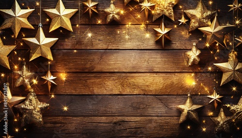 golden christmas star on red background