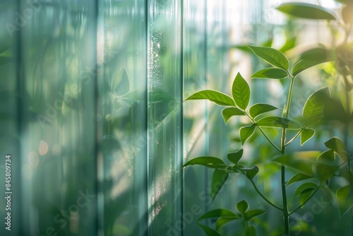 Close up of a polycarbonate plastic greenhouse wall