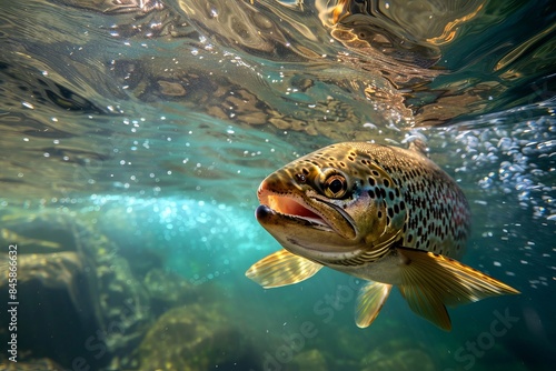 Trout fishing from beneath the surface