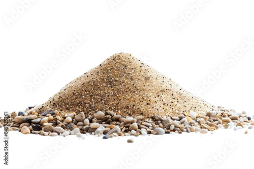 A pile of sand sitting on top of a pile of rocks, suitable for use in still life, nature or abstract photography