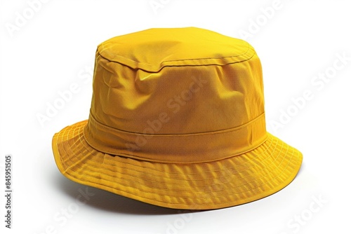 A single yellow hat sits on a clean white background, ideal for use in e-commerce, branding or design projects