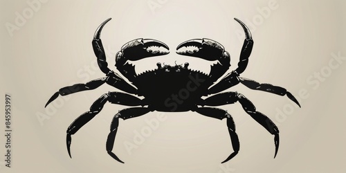 A simple illustration of a crab in black and white