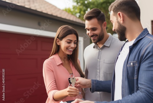 Happy Couple Receiving New House Keys