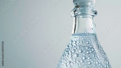 炭酸水のガラス瓶のクローズアップ