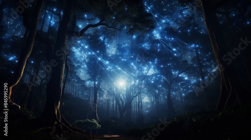 Enchanting firefly spectacle forest clearing illuminated by thousands of bioluminescent insects