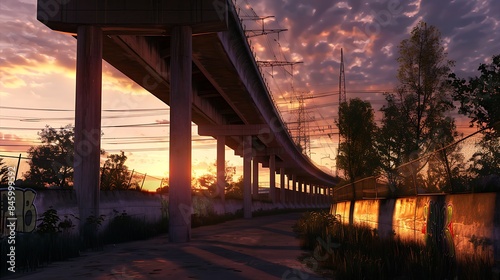 elevated roadway at sunset XXL