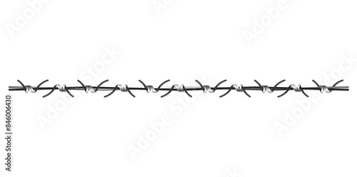 Horizontal Realistic Metal Steel Barbed Wire Element Vector Illustration.
