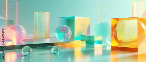 Transparencias y Formas: Arte Abstracto en Vidrio Geométrico 3D