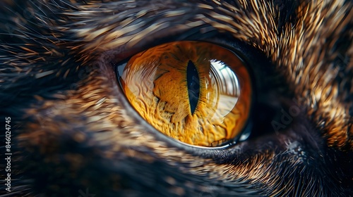 Beige Tabby Fur Green Hazel Cat Eye Close Up Photography (Generative AI)