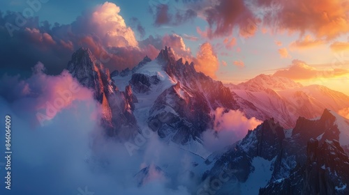 An awe inspiring mountain sunrise landscape