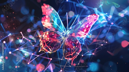 AI and privacy innovation low poly butterfly in a secure cyber world abstract transformation concept