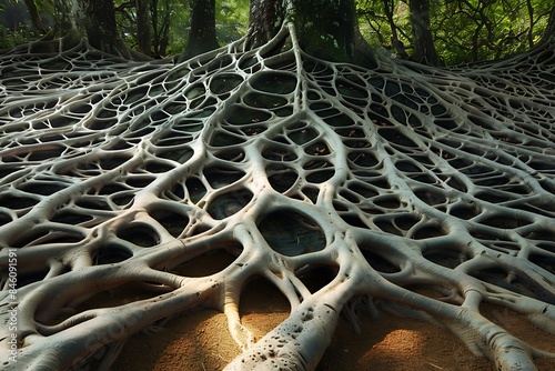 An infinite network of roots, connecting trees in an unbroken web of life