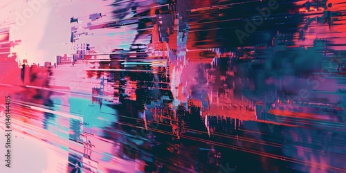 Glitch motion interlaced multicolored distorted textured backgrounds, Colorful blurred light leaks abstract digital background.
