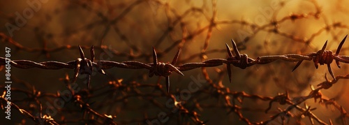Barbed wire background. Security fence