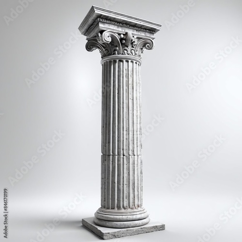3D image of a roman column with white background,