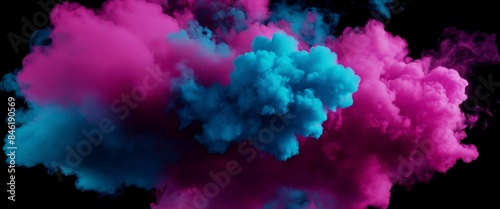 Neon blue and pink smoke explosion billowing clouds