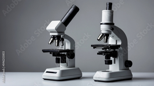 Microscope on a gray