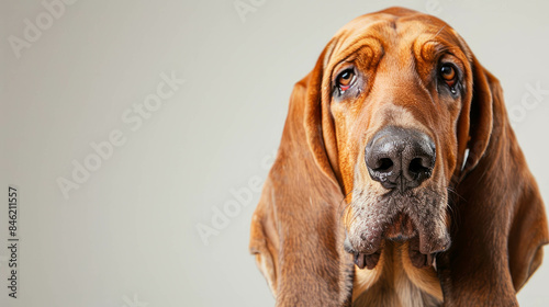 Earthy atmosphere with a bloodhound in focus. AI generative.