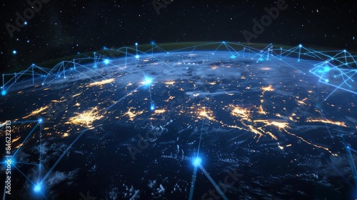 Digital Earth with glowing network,