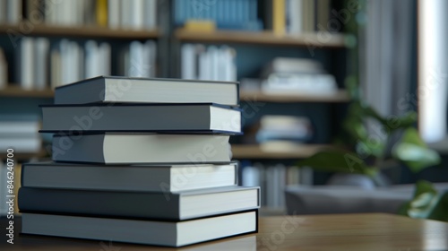 Modern books stacked on top of each other, minimalism