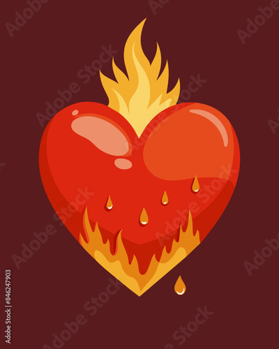 Though battered and bruised the gaslit hearts flame refused to be extinguished.. Vector illustration