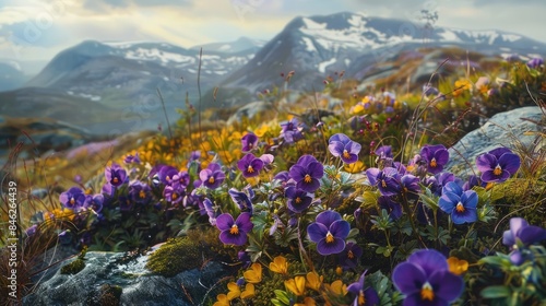 Wild Pansy Flowers in the Norwegian Wilderness