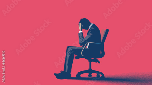 Regret on business mistake, frustration or depressed, stupidity or foolish losing all money, stressed and anxiety on failure concept, frustrated businessman holding his head sitting alone on the chair