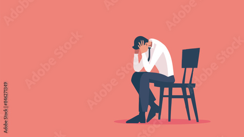 Regret on business mistake, frustration or depressed, stupidity or foolish losing all money, stressed and anxiety on failure concept, frustrated businessman holding his head sitting alone on the chair