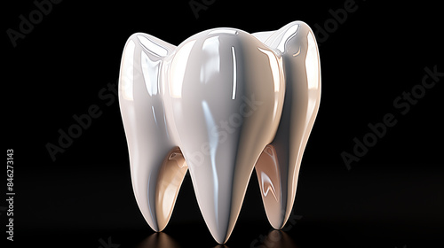 A 3D tooth model on a black background