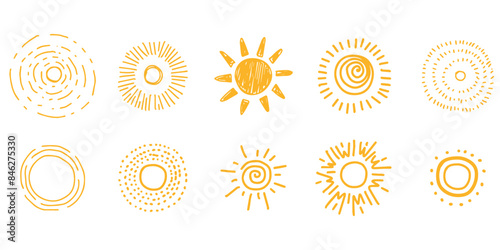 doodle hand drawn sun illustration