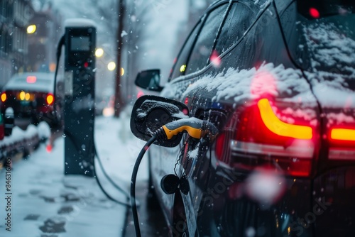 Charging an electric car in winters snow can be challenging, but its doable with the right technology and infrastructure, showcasing ecofriendly transportation with sustainable energy
