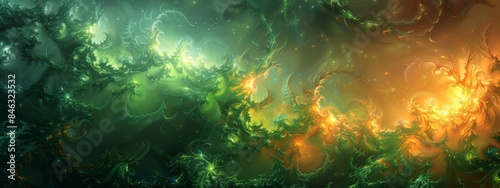Abstract artistic fractal green pattern.