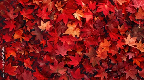 Bright red maple leaves in autumn as background wallpaper