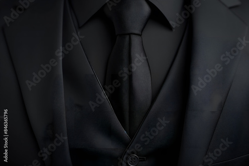 close up men black suit with a necktie