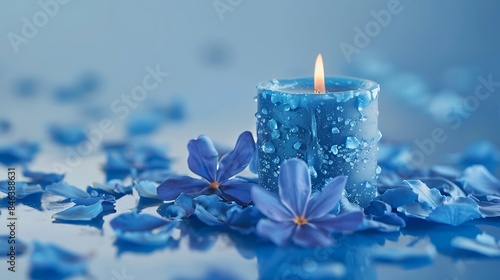 candles background with elegant background and text copy space in the background with small flame on the candle and text space with flower on the border absract background 