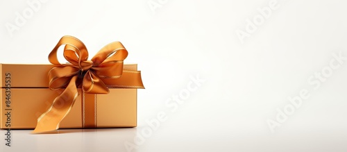 A white background with a gift box creating a copy space image