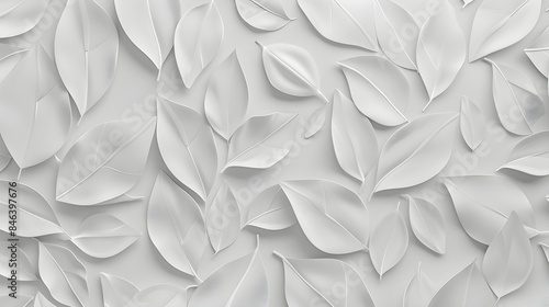 White geometric leaves 3d tiles texture Background banner panorama