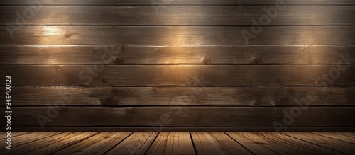 A copy space image of a light illuminating a wooden plank wall