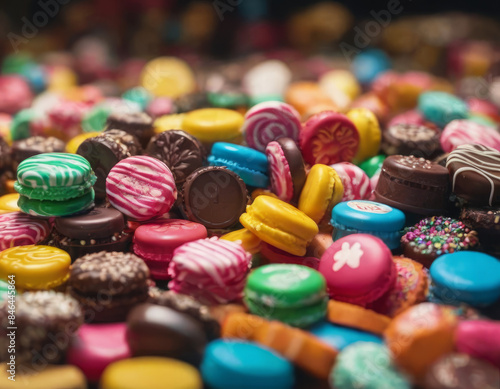 Un sacco traboccante di caramelle rotonde colorate, perfette per una celebrazione. 