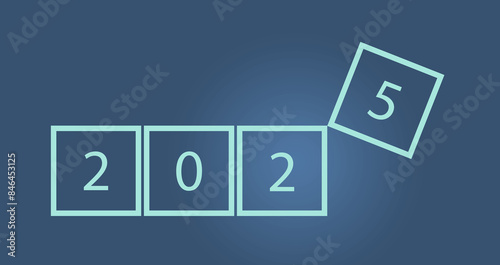 Four blocks with numbers: 2025