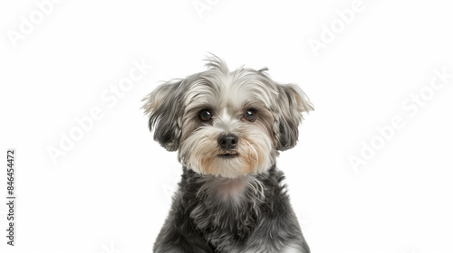 cute puppy little maltipoo dog running and playing isolated on white background. A vivacious Maltipoo puppy gambolling and frolicking unaccompanied against a white background. A vivacious Maltipoo. 