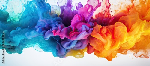 Vibrant watercolor splashes creating colorful artistic stains with copy space image