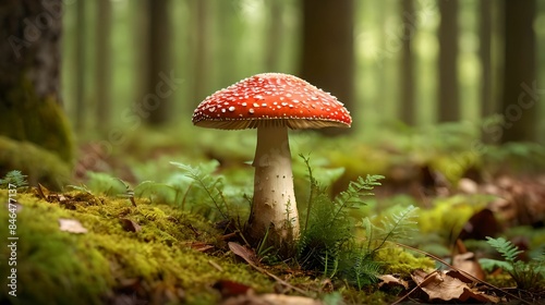 Close-up of a fly agaric in the forest