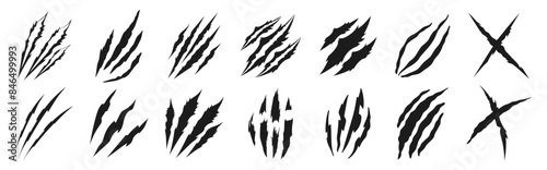 Animal claw scratches set. Wild animal claws scratch texture. Easy editable vector illustration.