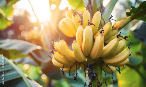 banana tree with ripe fruits, Generative AI